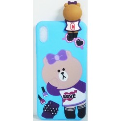 Cover Silicone With Doll 3d For Apple Iphone X (5.8) Blue