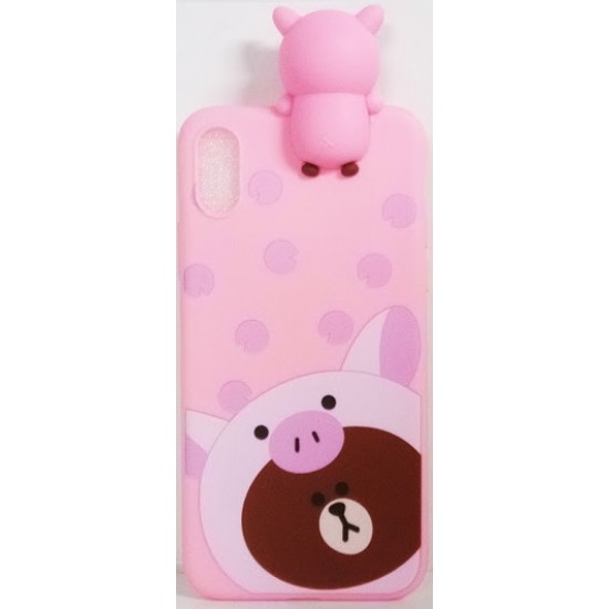 Capa Silicone Gel Com Desenho 3d Apple Iphone Xs Max (6.5) Rosa