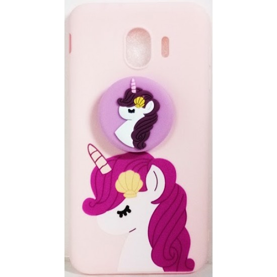 Cover Silicone With Doll 3d For Samsung Galaxy J4 2018 Pink