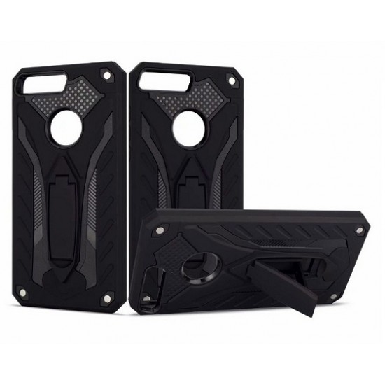 Capa Silicone Tpu Kickstand Heavy Duty Hibrid Huawei Y6 2018 Preto