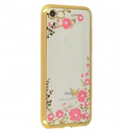 Capa Silicone Gel Com Desenho Flor Apple Iphone 7/8 Dourado