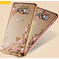 Capa Silicone Gel Com Desenho Flor Samsung Galaxy S8 G950 Dourado