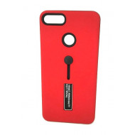 Cover Kickstand Matte With Finger Strap Huawei Y9 2018 Red
