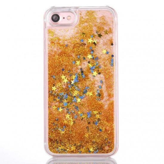 Capa Silicone Gel Liquido Glitter Apple Iphone 6 Plus Dourado