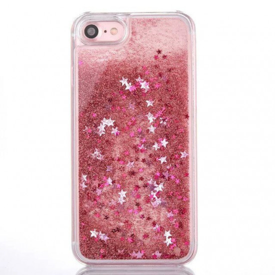 Capa Silicone Gel Liquido Glitter Apple Iphone 6/6s Rosa