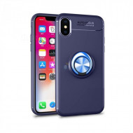 Capa Silicone Dura Com Anel De Dedo Auto Focus Apple Iphone X / Xs Azul