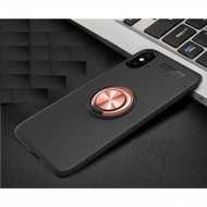 Silicone Auto Focus Case With Finger Ring Apple Iphone X (5.5) Black / Pink