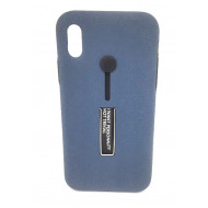 Capa Silicone Dura Kickstand Com Alça De Dedo Apple Iphone X/ Xs Azul