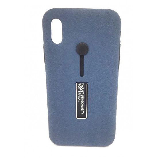Cover Kickstand Matte With Finger Strap Apple Iphone X (5 .8) Blue