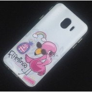 Capa Silicone Gel Com Desenho Samsung Galaxy J4 2018 Branco Flamingo Rosa