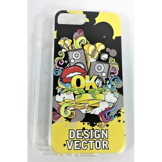 Capa Silicone Gel 360º Com Desenho Apple Iphone 7 Plus/8 Plus Transparente Design Preto E Amarelo