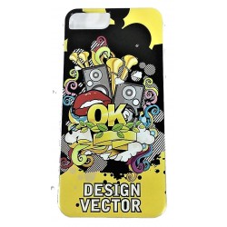 Capa Silicone Gel 360º Com Desenho Apple Iphone 7 Plus/8 Plus Transparente Design Preto E Amarelo