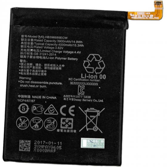 Bateria Huawei Ascend Mha-L09/Y7 2019/Y9 2018/Mate 9/Mate 9 Pro/Y7/Enjoy 7 Plus/Hb396689ecw/Hb406689ecw 3900mah 3.82v 14.9wh