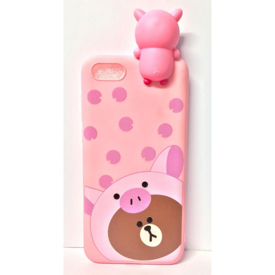 Capa Silicone Gel Com Desenho 3d Apple Iphone 7/8 Plus Rosa