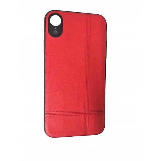 Capa Silicone Gel Com Padrão Couro Apple Iphone Xr Vermelho