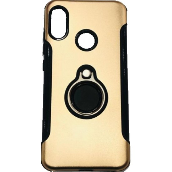 Capa Silicone Dura E Metal Com Anel De Dedo Xiaomi Redmi 6 Pro A2 Lite Dourado