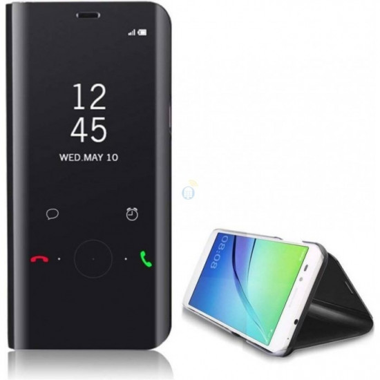 Flip Cover Clear View Standing Cover Huawei Y7 2019 Compatible Black