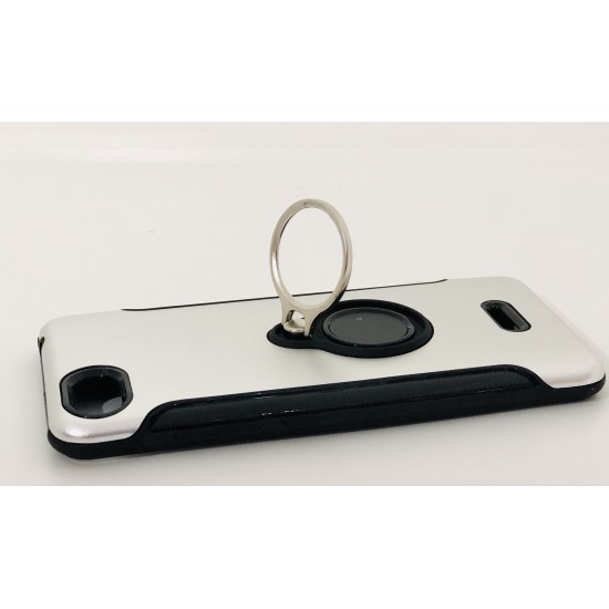 Capa De Silicio Con Metal Y Anillo De Dedo Xiaomi Redmi 6a Plata