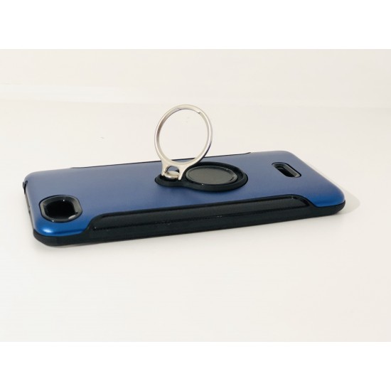 Capa Silicone Dura E Metal Com Anel De Dedo Xiaomi Redmi 6a Azul