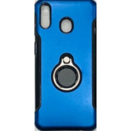 Capa Silicone Dura E Metal Com Anel De Dedo Samsung Galaxy M20 Azul