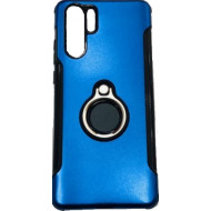 Capa Silicone Dura E Metal Com Anel De Dedo Huawei P30 Pro Azul
