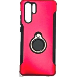 Capa Silicone Dura E Metal Com Anel De Dedo Huawei P30 Pro Vermelho