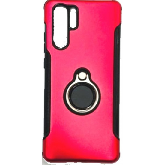 Capa Silicone Dura E Metal Com Anel De Dedo Huawei P30 Pro Vermelho