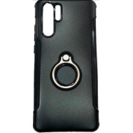 Silicone Case With Metal And Finger Ring Huawei P30 Pro Black