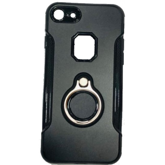 Silicone Case With Metal And Finger Ring Apple Iphone 7/8 Black