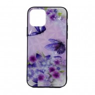 Capa Silicone Tpu Com Padrão Cristal Apple Iphone 11 Roxo Borboletas