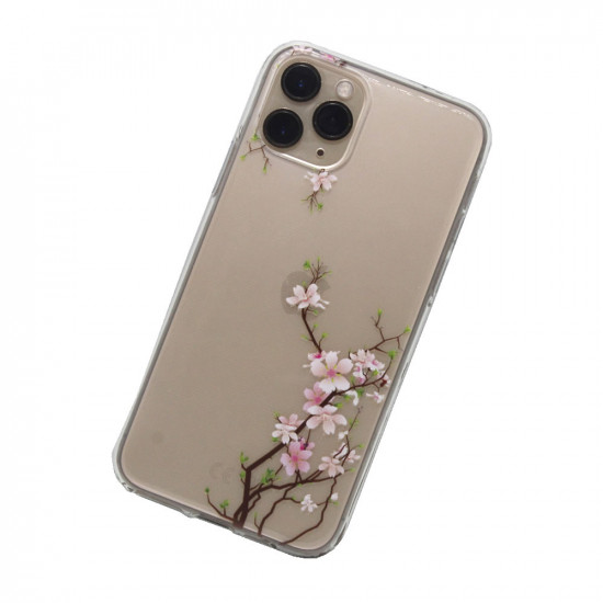 Capa Silicone Gel Com Desenho Flor Apple Iphone 11 Pro Max Transparente Cherry