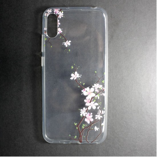 Capa Silicone Gel Com Desenho Flor Huawei Y6pro / Y6 2019 Transparente Cherry