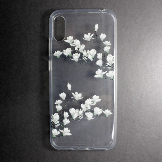 Capa Silicone Gel Com Desenho Flor Huawei Y6 2019 Transparente Magnolia