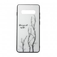 Capa Silicone Dura Com Desenho Flor Vennus Samsung Galaxy S10 Plus Branco Ramo De Folhas