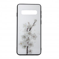 Capa Silicone Dura Com Desenho Flor Vennus Samsung Galaxy S10 Branco Phalaenopsis