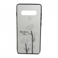 Capa Silicone Dura Com Desenho Flor Vennus Samsung Galaxy S10e Branco Rosa Do Deserto