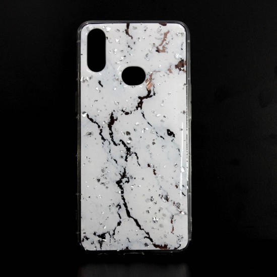 Capa Silicone Dura Com Padrão Marmore Samsung Galaxy A10s Branco Capa Silicone Dura Com Padrão Marmore Samsung Galaxy A10s Branco