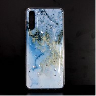 Capa Silicone Dura Com Padrão Mármore Samsung Galaxy A50s/A50 Azul Claro