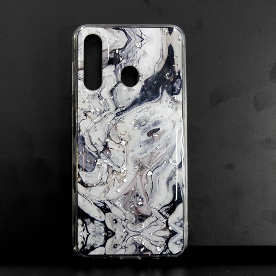 Capa Silicone Dura Com Padrão Marmore Samsung Galaxy A60 Preto Capa Silicone Dura Com Padrão Marmore Samsung Galaxy A60 Preto