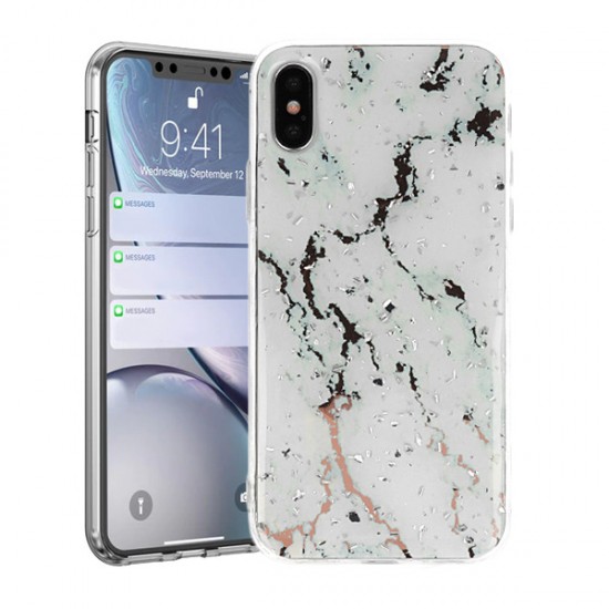 Capa Silicone Dura Com Padrão Mármore Samsung Galaxy A50s/A50 Branco