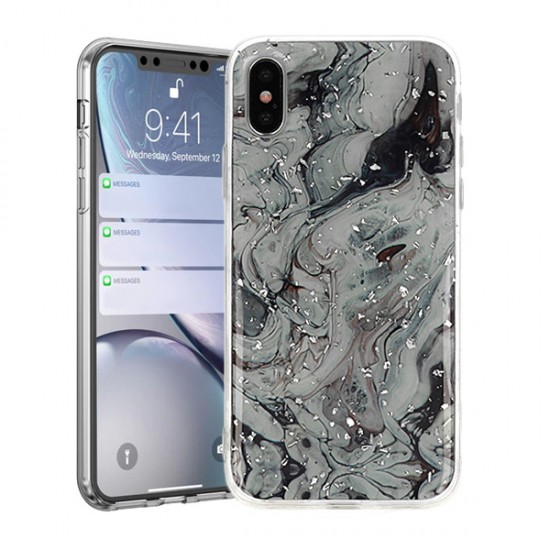 Capa Silicone Dura Com Padrão Marmore Samsung Galaxy A60 Preto
