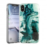 Capa Silicone Dura Com Padrão Mármore Samsung Galaxy A40 Verde