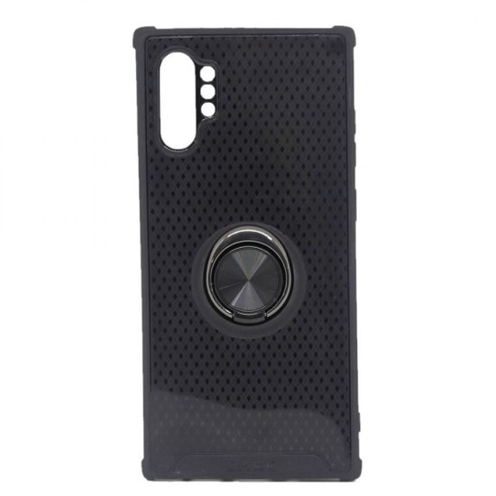 Capa Silicone Dura E Metal Com Anel De Dedo Samsung Galaxy Note 10 Plus Preto