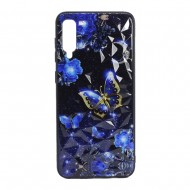 Capa Silicone Tpu Com Padrão Cristal Samsung Galaxy A50s Azul Escuro Borboletas