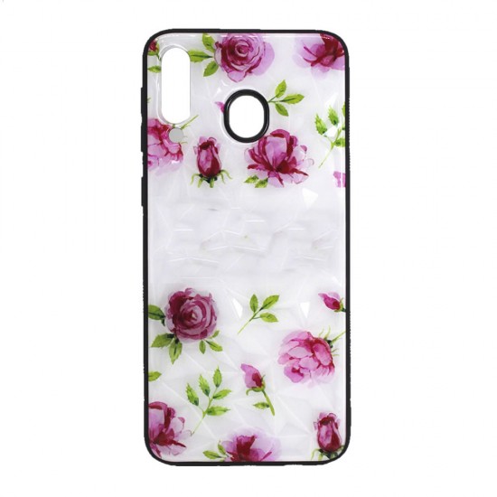 Capa Silicone Tpu Com Padrão Cristal Huawei P Smart 2019 Branco Rosas