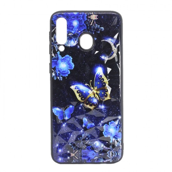 Capa Silicone Tpu Com Padrão Cristal Huawei P Smart 2019 Azul Escuro Borboletas