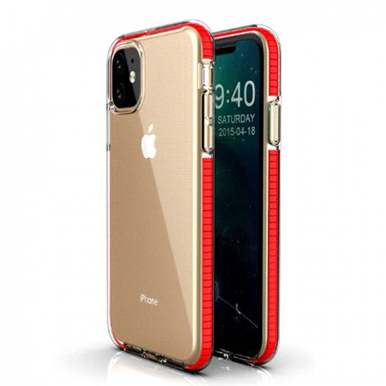 Apple Iphone 11 Pro Max Silicone Case Flexible Corner Color Red / Transparent