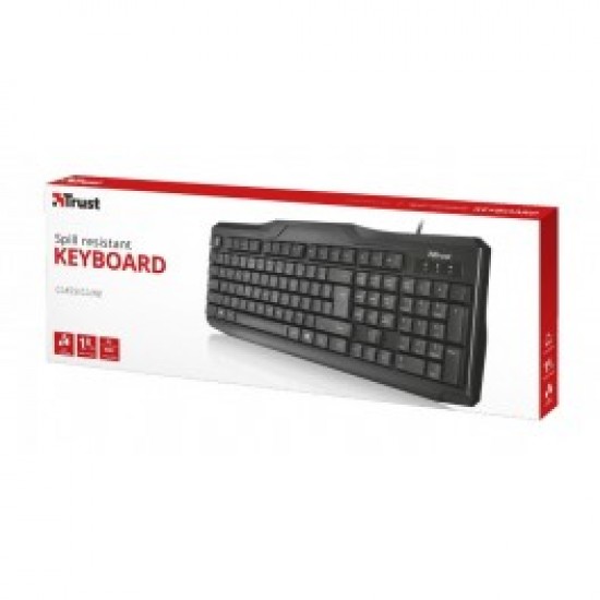 Teclado Usb Trust Classicline Spill Resistant Preto (Usb - Idioma Português - Teclado Numérico)