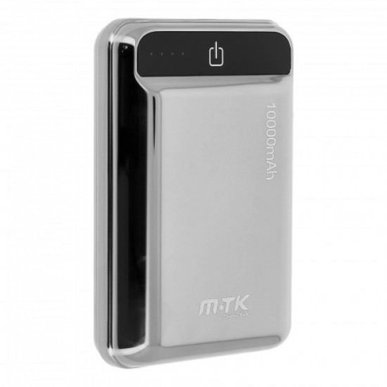 Power Bank Mtk K3632 With Indicator 2 Usb 10000mah Silver