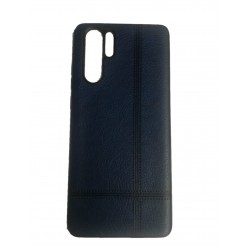 Capa Silicone Gel Com Padrão Couro Huawei P30 Pro Azul